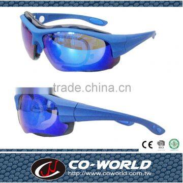 Blue full-framed glasses, professional sports safety sunglasses