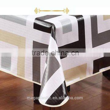 2016 fashion new style 100%polyester round jacquard durable pvc eco-friendly printed tablecloth