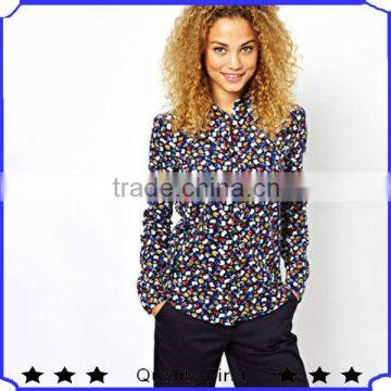 wholesale fashion design women autumn long sleeve cotton floral print shirt shkz 165