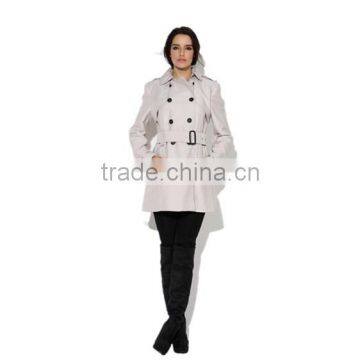 PRETTY STEPS 2015 Elegant Utterly Classic Flattering Waist Tie Double-breasted Front Women's Winter Trench Coat