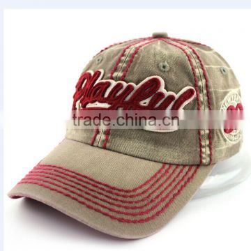 Cotton Baseball Cap applique embroidery washed caps and hats