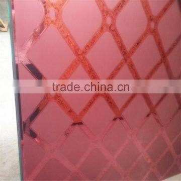 acid etched frosted red mirror