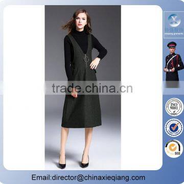 2016 Fashion Ladies Designer Elegant Sleeveless Woolen Maxi Dress