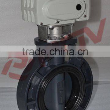 Wafer Type Plastic Upvc 24v on off Electric Pipe Butterfly Valve photo-3