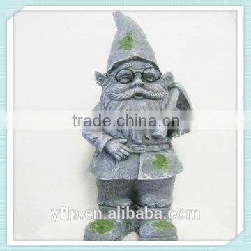 Resin Standing Gnome Figurine with a Hoe Craft for Garden Decoration