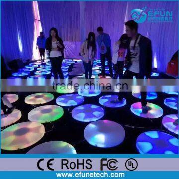 newely design round RGB color changing rechargeable interactive iIllusion lighted disco dance floor