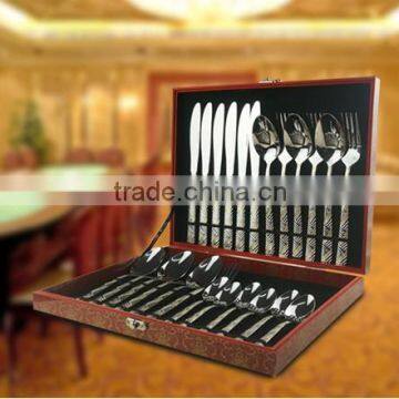 Fashion 24 pcs /lot luxury cutlery fork knife spoon best home gift stainless steel wholesale tableware dinner set C78