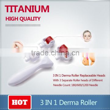 2015 Latest 3 in 1 Derma Roller With 3 Separate Roller Heads of Different Needle Count 180/600/1200pins Guangzhou