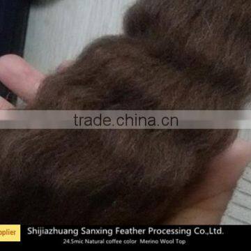 23mic Natural Tanned Wool Top Roving Fiber Spinning Felting Weaving