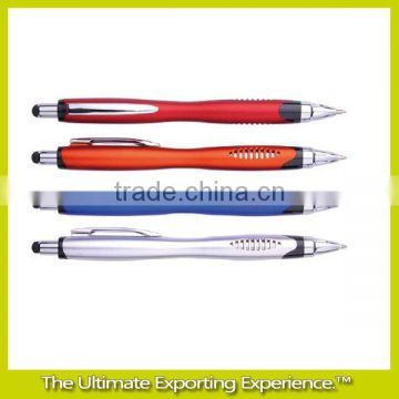 shining chrome clip plunger tip colored barrel ballpoint pen