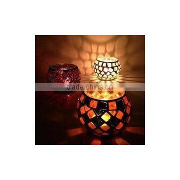 new design round mosaic candle holder with individual color