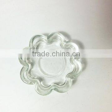 Flower Shaped Clear Glass Empty Candle Holder