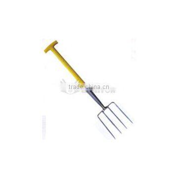 Stainless steel garden fork with T type fiberglass handle