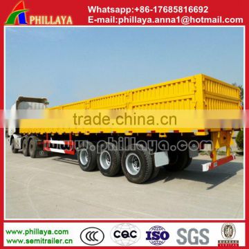 Heavy duty tri axle flatbed side wall open cargo semi truck trailer for sale draw bar trailer