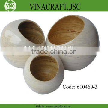 Spun bamboo flower vase set of 3
