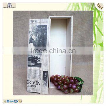 Antique Old Newspaper Printed Wooden Wine Gift Box photo-5