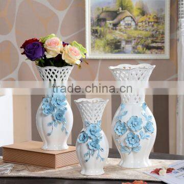 weaving flower vase, blue and white porcelain vase, ceramic flower vase