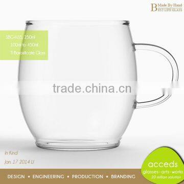 Hand Blown Personalized Single Wall Fancy Borosilicate Glass Tea Mug photo-4