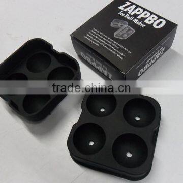 New Round Ice Balls Maker Silicone Tray Four Large Sphere Molds photo-6