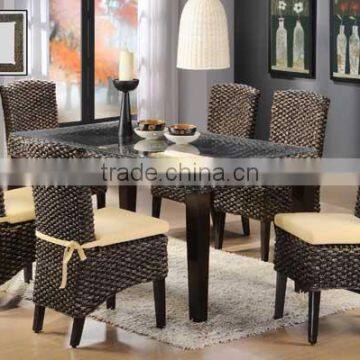 Indoor Natural Water Hyacinth Dining Set 7 Pcs photo-4