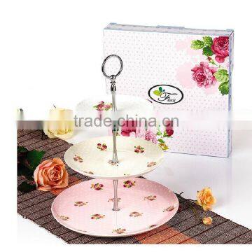 3-tier Dessert Plate Fruit Cupcake Ceramic Plate , Cake Plate With Dome, Wedding Cake Stand photo-4