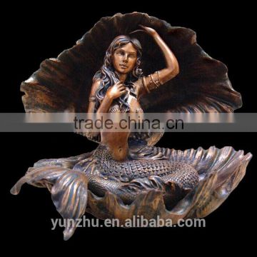 Cast bronze mermaid sculpture