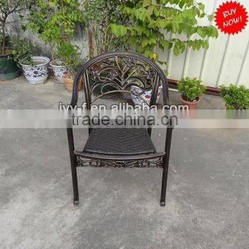 waterproof dining chair metal wicker chair cast aluminum seating