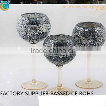 luxurious candles mosaic goblet long stem glass candlestick holders with great price