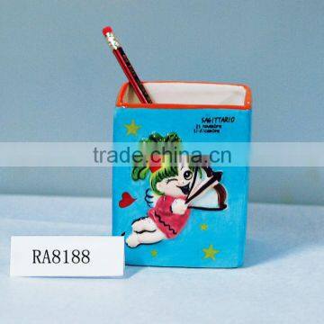 colored ceramic green pencil vase for children