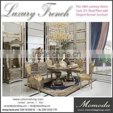 C-T2-1A expensive Crystal Italy Neoclassical Dining Set golden Dining Table Set Noble leather Design Dining room furniture