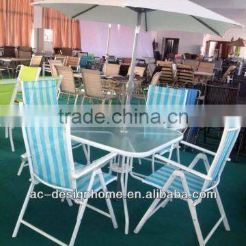 6 PCS 2X1 SLING/TEMPERED GLASS/ALUMINIUM OUTDOOR LEISURE CONVERSATION PATIO SET