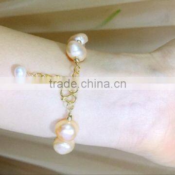 14k Gold 4-5 mm Pink Baroque Freshwater Pearl Bracelet photo-4