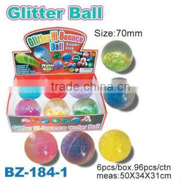 Novelty 70mm TPU Water Glitter Bouncing Ball