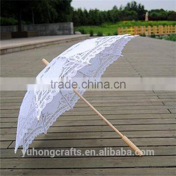 White Battenburg Lace Parasol & Bridal Lace Fan Set For Wedding photo-5
