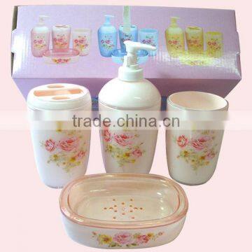 Household Flower AS Material Plastic Bathroom Accessory Set photo-3