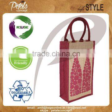 PP Laminated Two Bottle Jute Wine Bag - for Wholesale From India photo-2