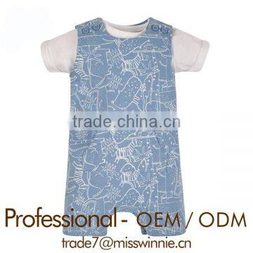 Unique printing eco friendly two suits baby clothes romper