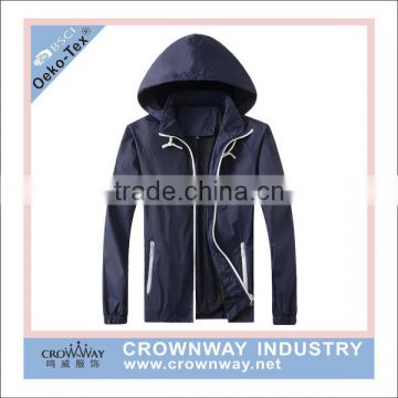 wholesale polyester men plain windbreaker jackets with mesh lining