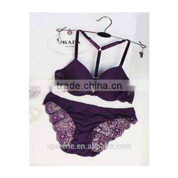 Sexy Front Closure Push up Sexy Ladies Seamless Lace Bra Set photo-4