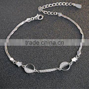 New Trendy Design Plain Style Double D Letter 925 Sterling Silver Fashion Bracelet photo-2
