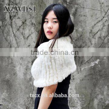 CX-B-44B Hot Sale Handmade Beautiful Scarf Blue Fur Shawl photo-6