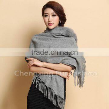 CX-B-P-41C Fur Decora Fashion Women Plain Cashmere Pashmina Scarfs