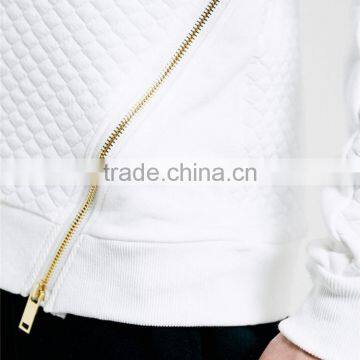 Fashion Mens Sweatshirt Blank White Side Zipper Sweatshirt Blank Two Sided Zipper