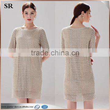 western style crochet cotton lurex ladies casual dress
