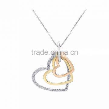 Designer Ladies Tri Color CZ Studded Heart Pendant