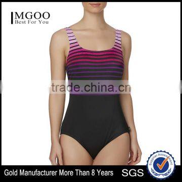 Womens One Piece Swimsuit Custom Color Striped Shelf Bra Square Neck Women Swimwear Built In Padding Front Lining Bodysuit