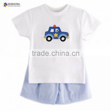Cartoon Embroidery Children Boys Clothing Set Short Sleeve Kids Boys Clothes