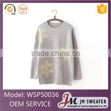 Simple Design Acrylic Long Sleeve White Women Christmas Sweater Wholesaler photo-6