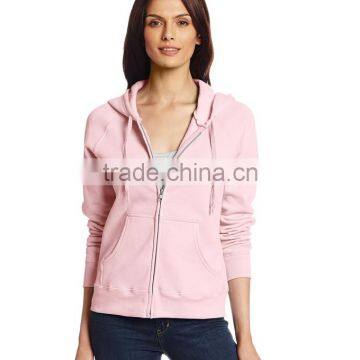 china promotional custom supreme quality polyester / cotton zipper long sleeve plain sport hoodie for women