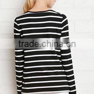 Girls Round Collar Stripe Cotton Long Sleeve Sweater photo-2